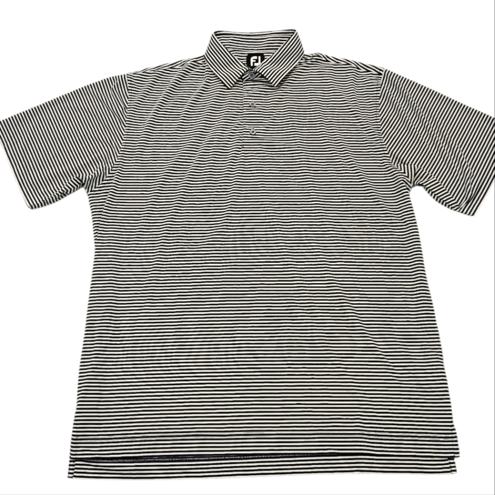 FootJoy Back & White Stripe Performance Golf Polo Shirt Quick Dry XL Foot Joy